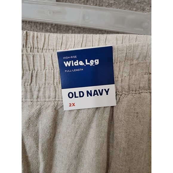 Old Navy Linen-Blend Wide-Leg Pants Womens 2X Natural Elastic Waist Beach NEW - Picture 6 of 11